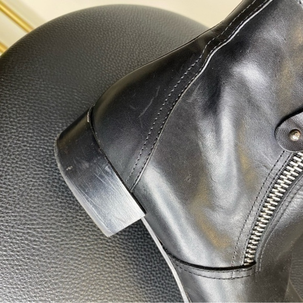 Napoleoni Black Leather Pointed-Toe Ankle Booties - Picture 5 of 14